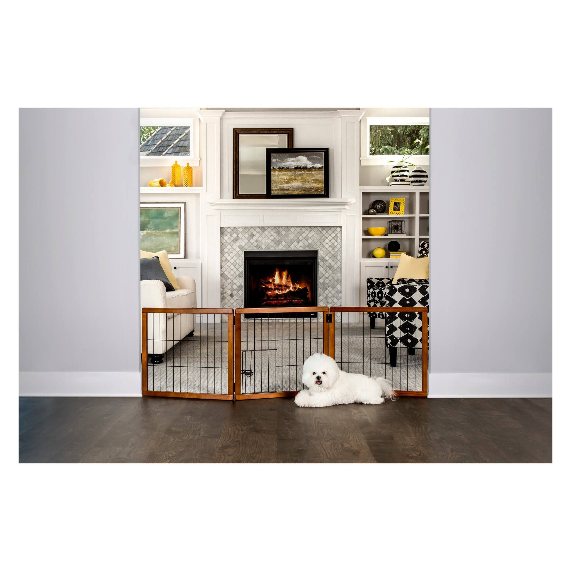 Carlson Pet Design Paw 3 Panel Wooden Gate