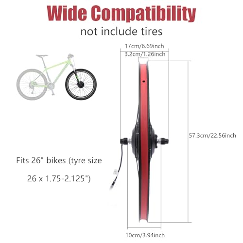 36V 350W Electric Bike Conversion Kit 26" Front Wheel E-Bike Motor Hub Motor Set 5 Speed Adjustable 35 Km/H Electric Bicycle Kit with LCD Display