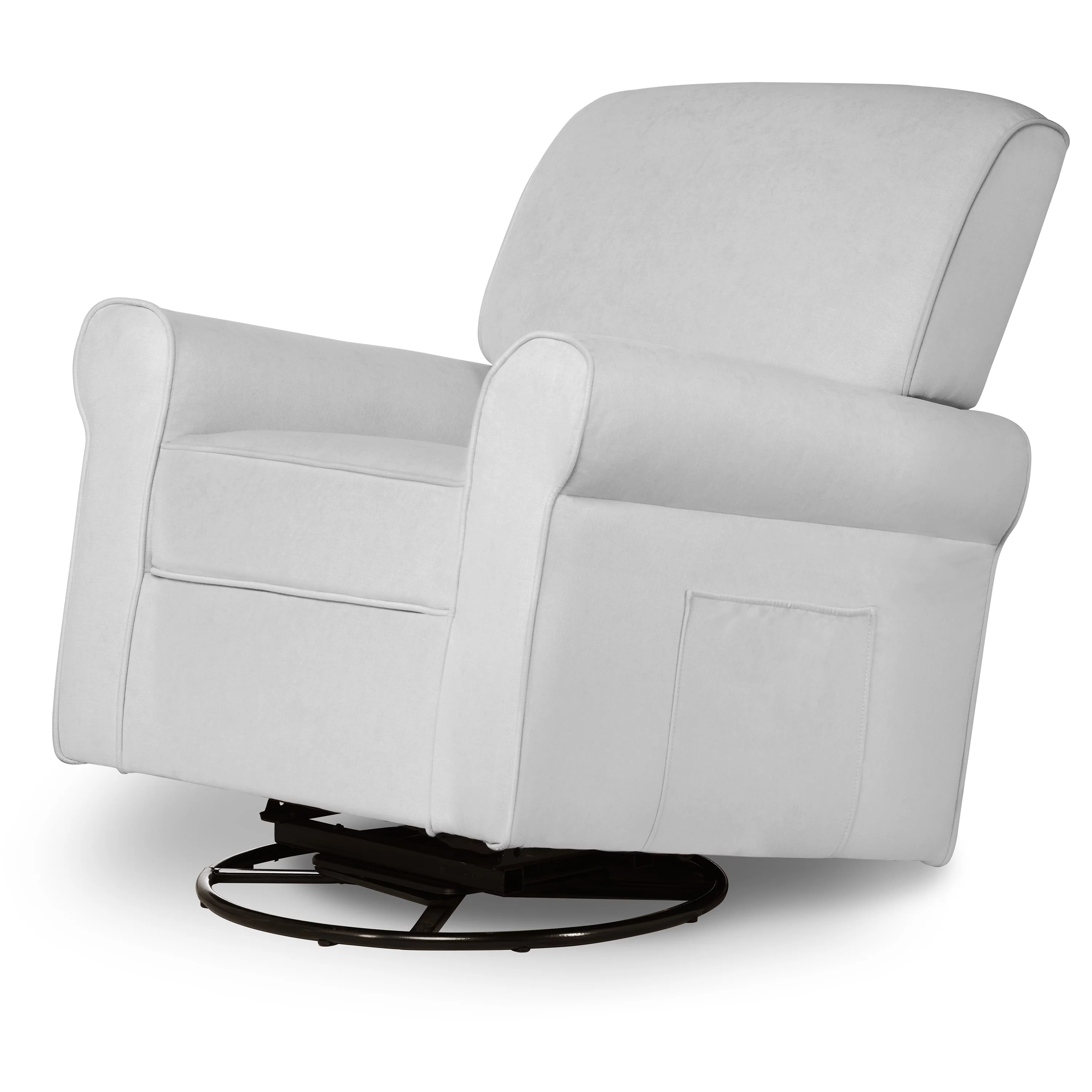 Evolur London Upholstered 360 Swivel l Glider I Rocker I Nursery Glider I Durable Soft Fabric in Gray Finish