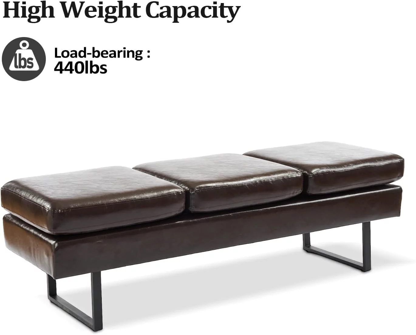 OmySalon Waiting Room Bench Seating, Salon Reception Chairs 3 Seats Upholstered, 59.5''Heavy Duty Guest Lobby Chairs, Faux Leather Settee