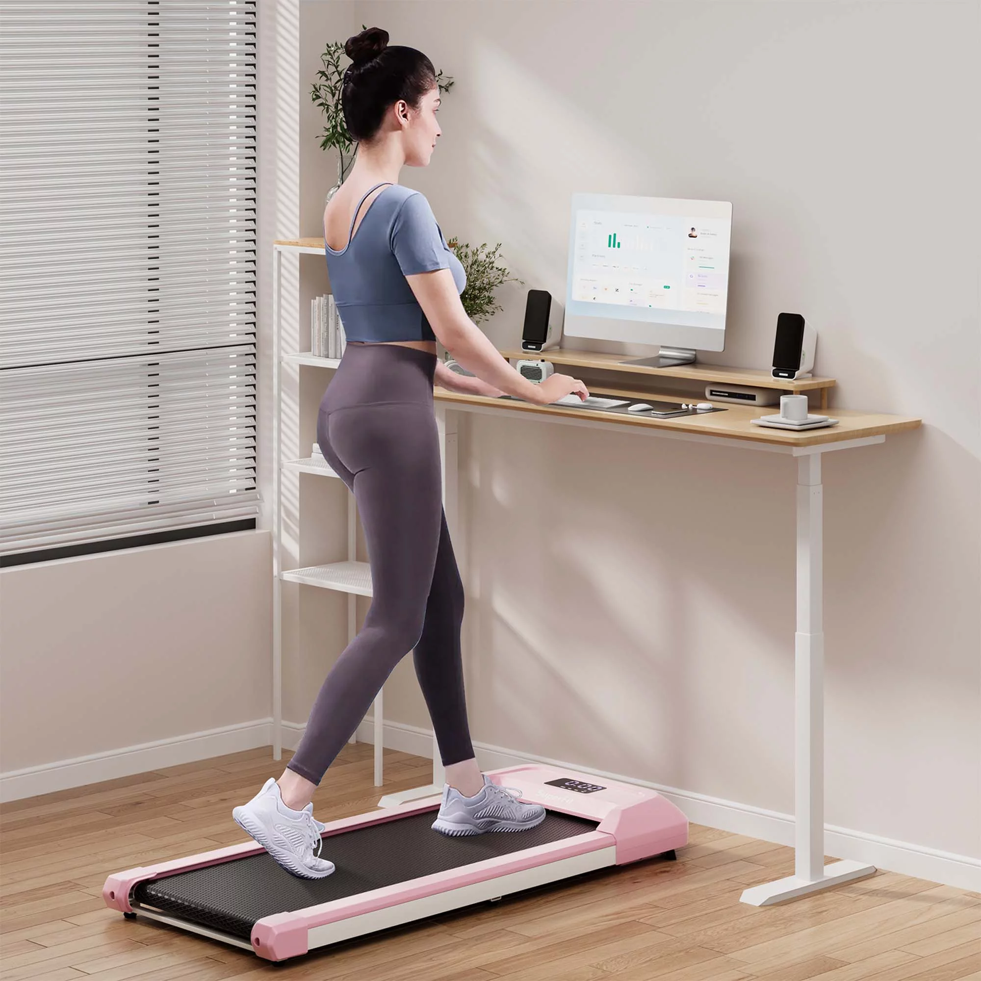 SuperFit 0.6-3.8MPH Walking Pad Under Desk Treadmill with Remote Control and LED Display Black