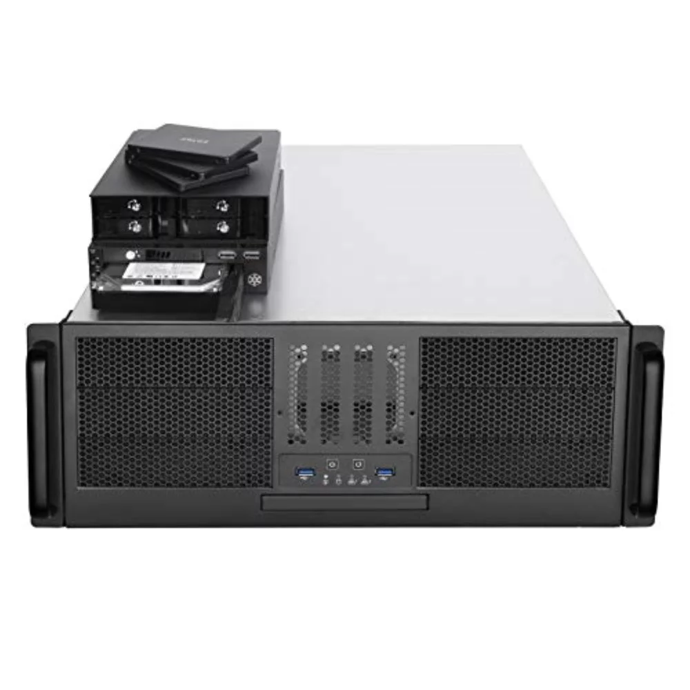 4U rackmount server chassis with 6x 5.25" drive bays, 4 x 3.5",2X2.5 in the bottom, 1 x 2.5(support up to 9.5mm) or 1xSlim ODD(12.7mm)