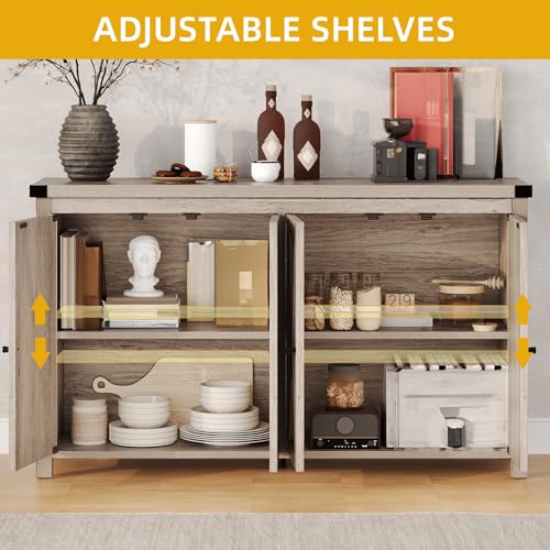 DWVO 55'' Sideboard Buffet Cabinet with Storage, Farmhouse Kitchen Storage Cabinet with Doors