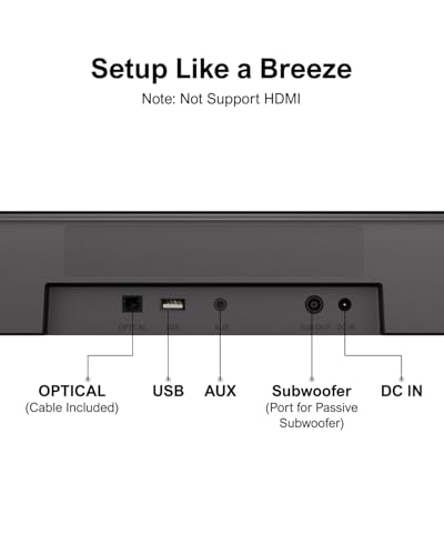 ULTIMEA 5.1ch Sound Bar with Subwoofer, Home Theater Virtual Surround Sound System for TV, Soundbar with App Control, 2 Surround Speakers, Opt/AUX