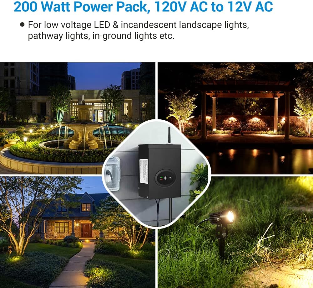 DEWENWILS 300W Smart Wi-Fi Low Voltage Transformer, Schedule & Timer, Compatible with Alexa and Google Home, 120V AC to 12V/14V AC