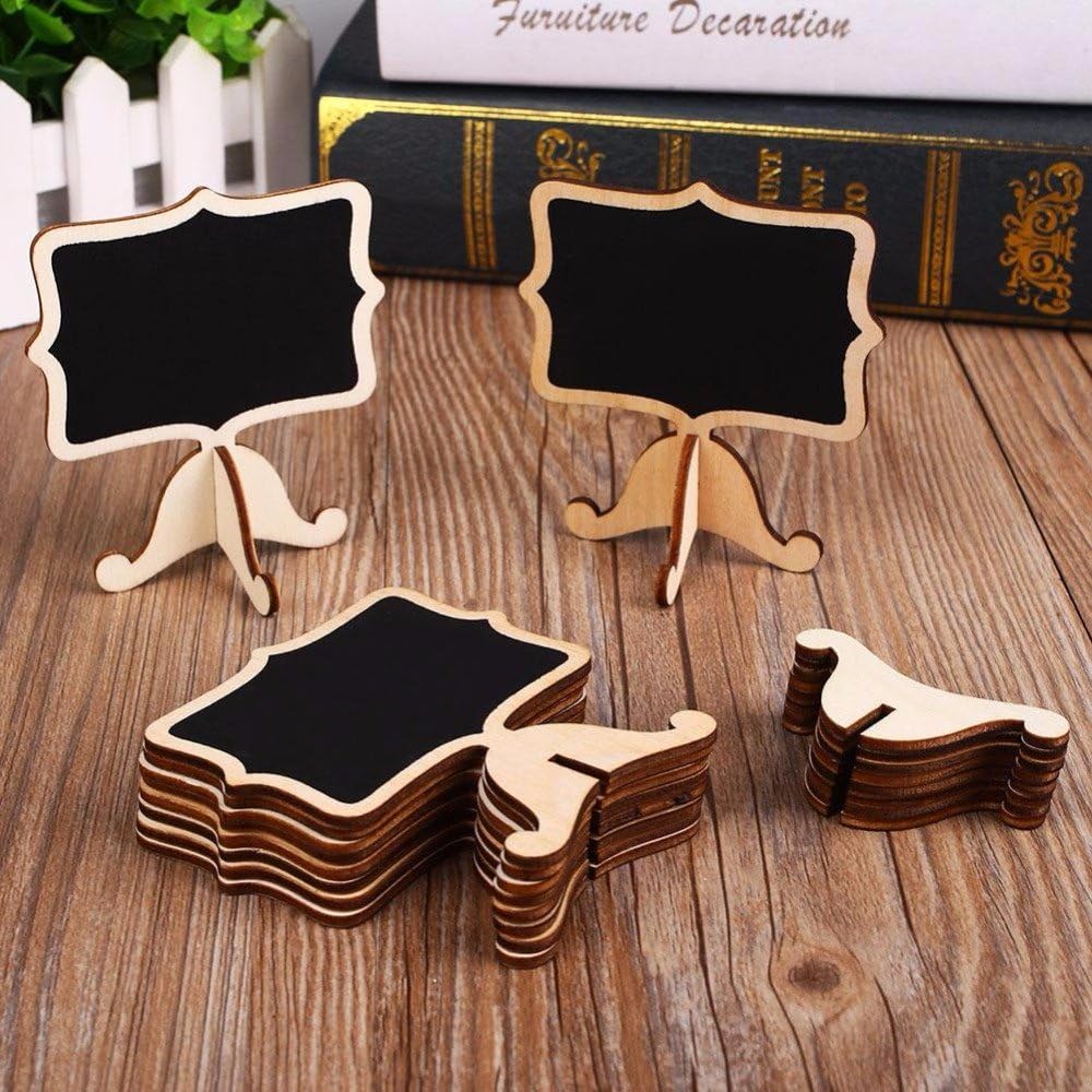 20 Pcs Wood Mini Chalkboard Signs with Support Easels, Place Cards, Small Rectangle Chalkboards Blackboard for Weddings, Birthday Parties