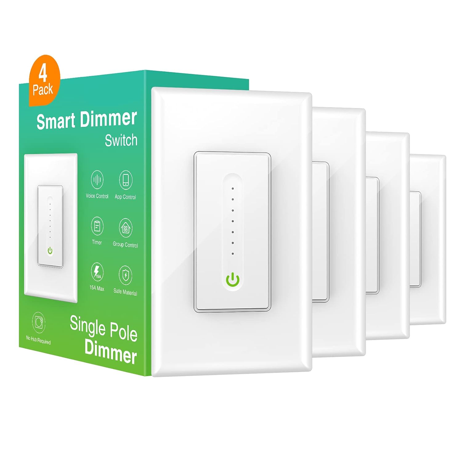 Smart Dimmer Switch, WiFi Smart Light Switch Work with Alexa and Google Home, Neutral Wire Needed，Remote Control,Single-Pole， No Hub Required