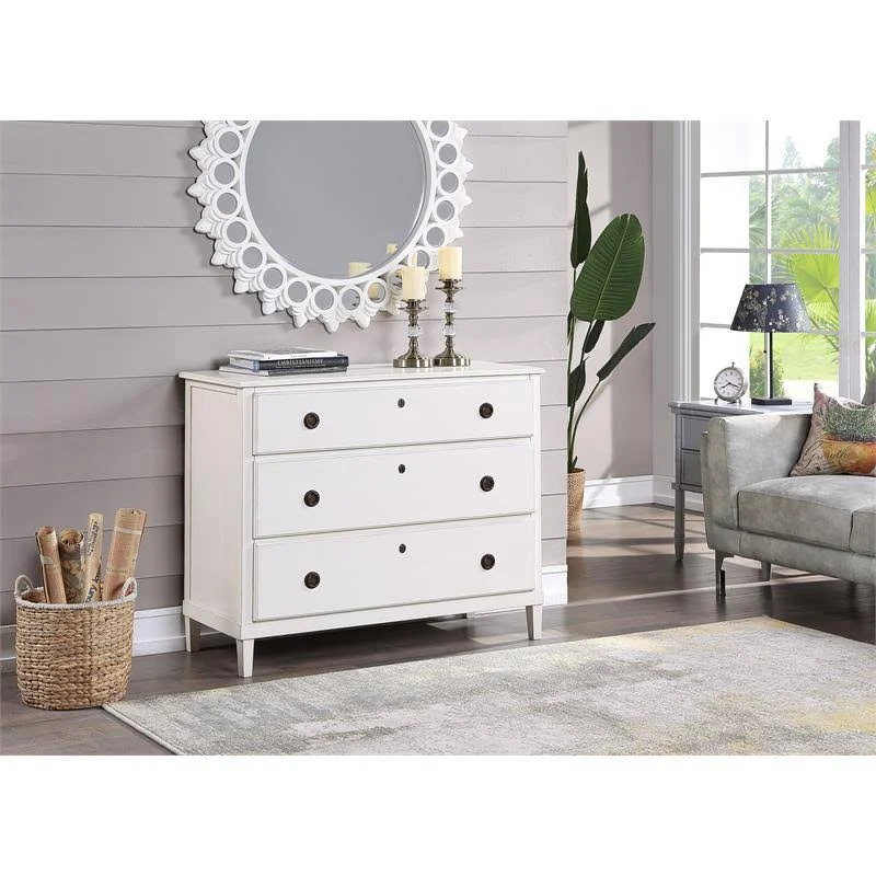 Cambridge Antique White 3-Drawer Wood Dresser