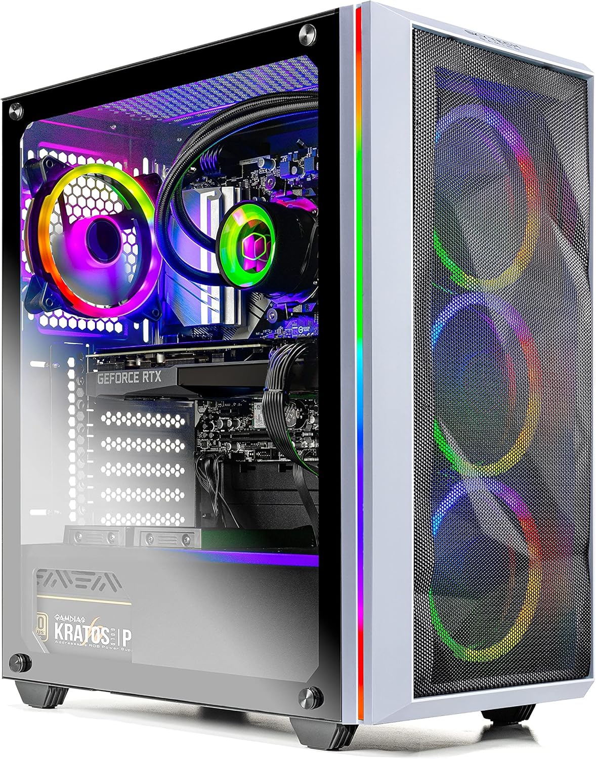 SkyTech Chronos Gaming Computer PC Desktop - AMD Ryzen 5 5600X 3.7GHz, RTX 3070 Ti 8G, 1TB Gen4 NVMe SSD, 16GB DDR4 3200, RGB Fans, 240mm AIO