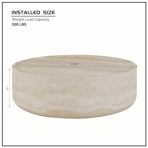 JUSTONE 15.75 ''Round Coffee Table, Accent End Table for Living Room Office Apartment, Modern Minimalist Side Table with Faux Marble Pattern