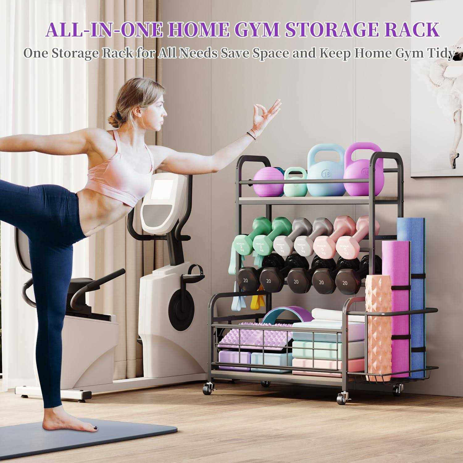 Homeiju Dumbbell Rack,Weight Rack for Dumbbells,Weight Rack for Home Gym,Home Gym Storage for Strength Training Dumbbell Racks Stand with Wheels