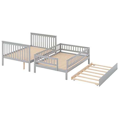 Harper & Bright Designs Twin Size Loft Bed with L-Shaped Desk and Stairs, Solid Wood Loft Bed Frame with Storage Drawers and Bookcase