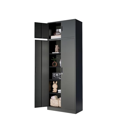 Metal Storage Cabinet with 2 Doors and 5 Adjustable Shelves