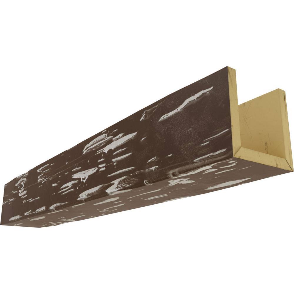Ekena Millwork BMRS2C0100X060X120PE 10x22W x 6x22H x 10&L 2-Sided (L-beam) Rough Sawn Endurathane Faux Wood Ceiling Beam, Natura