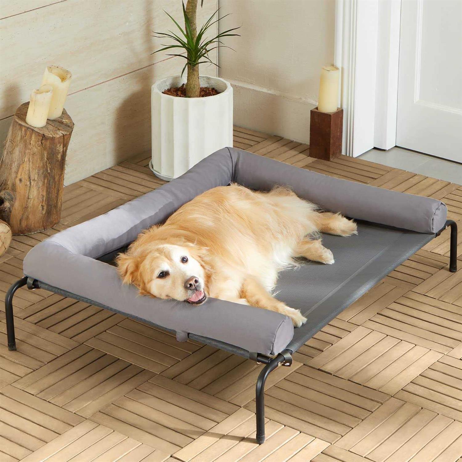 RRPETHOME Large Elevated Cooling Dog Bed,Raised Dog Cots Beds for Large Dogs,Outdoor Dog Bed for Large Dogs,Chew Proof Portable Cooling Pet Cot