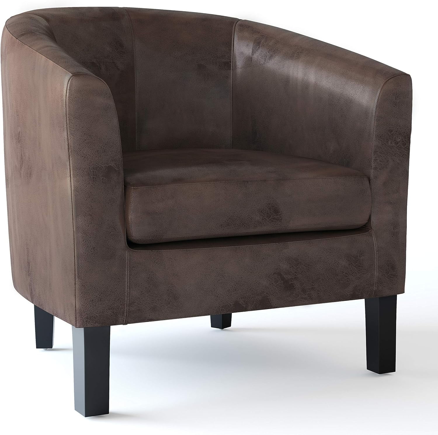 Austin 30 Inch Wide Contemporary Tub Chair In Faux Air Leather In Distressed Brown, With High Density Foam, SOLID WOOD Legs, Simple Assembly