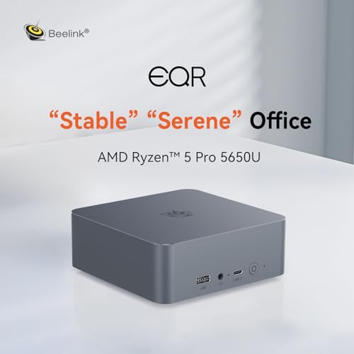 Beelink Mini PC EQR5 5825U AMD Ryzen 7 Processor(8C/16T, up to 4.5GHz), Micro Computer 16GB DDR4 500GB SSD Built-in PSU