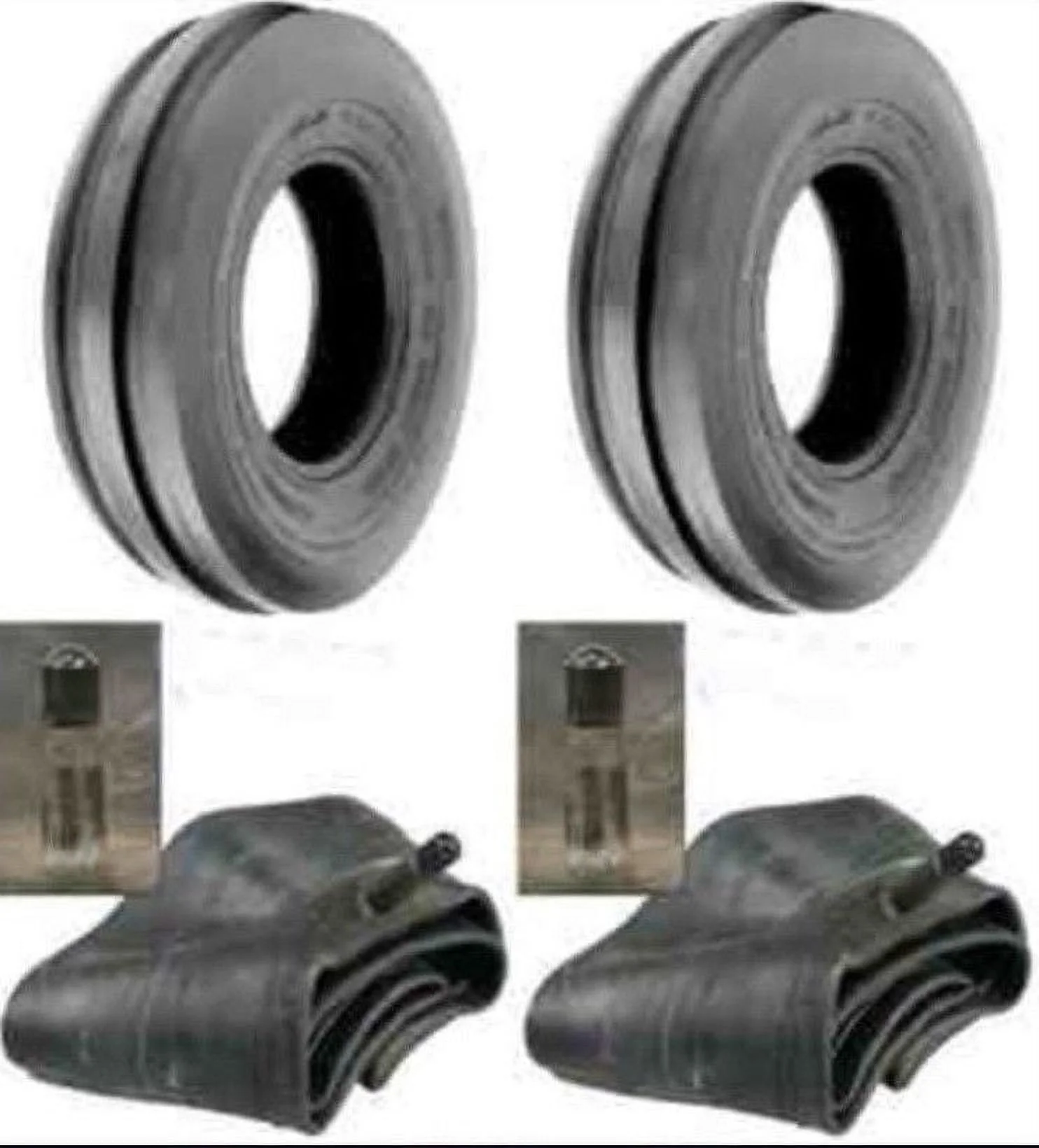 Two 750-16 Heavy Duty Tractor W/tubes 3 Rib Tires F2 7.50-16 Tri Rib 7.50 16