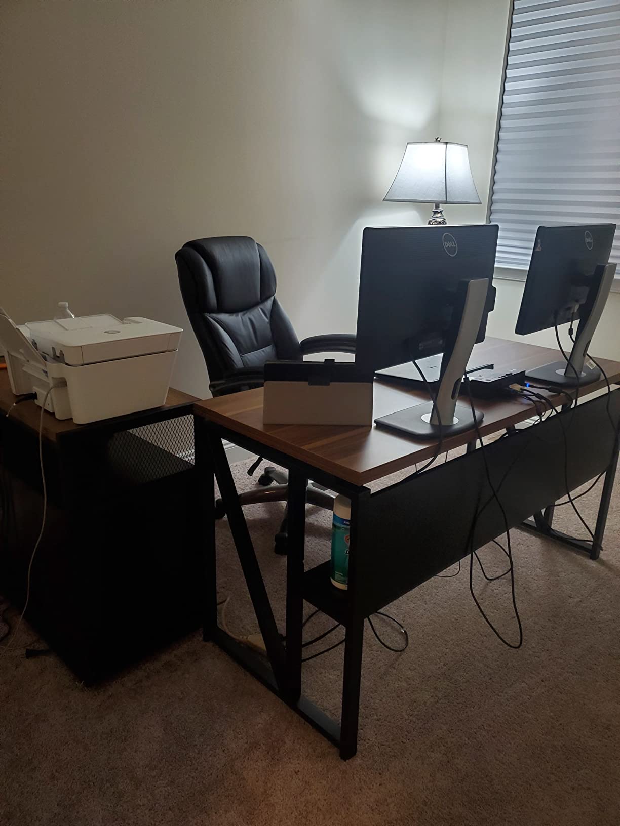 【Furniture】L Shaped Desk with Drawer Cabinet, 55" Executive Computer Desk and lateral File Cabinet