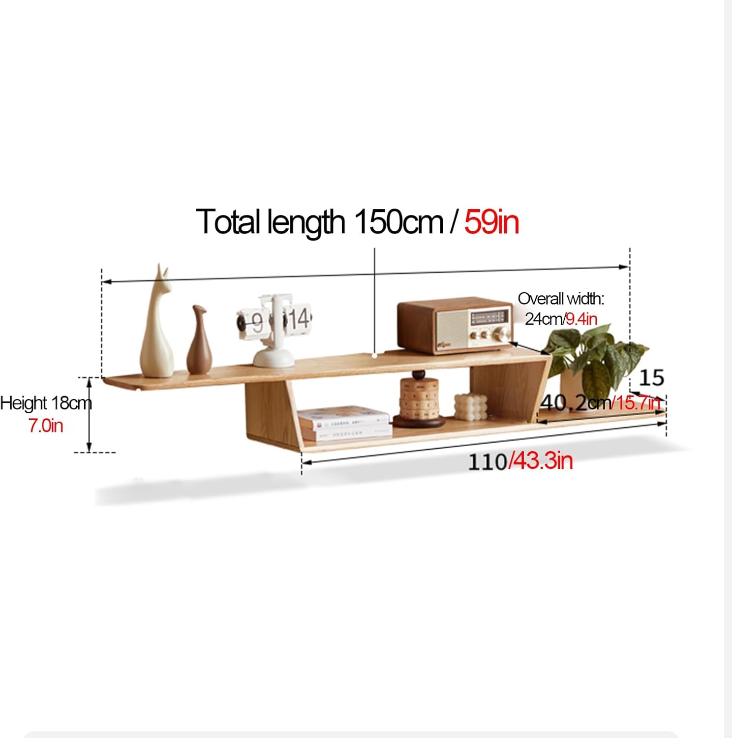 Solid Wood TV Stand, TV Console Suspended Narrow, Entertainment Center Living Room Furniture, Tv Cabinet Small, for Living Room, Bedroom Tv Stands