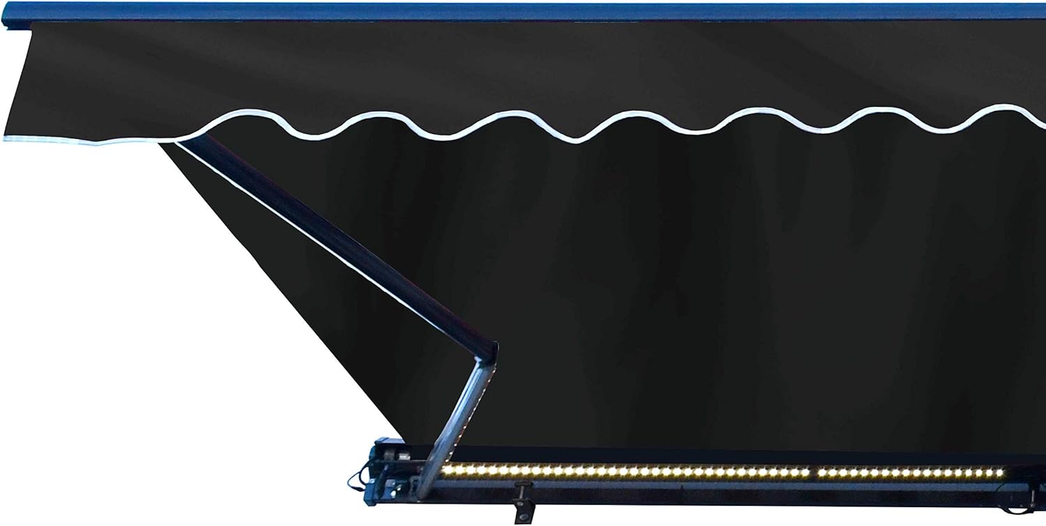 ALEKO Half Cassette Motorized Retractable LED Luxury Patio Awning - 16 x 10 Feet - Green