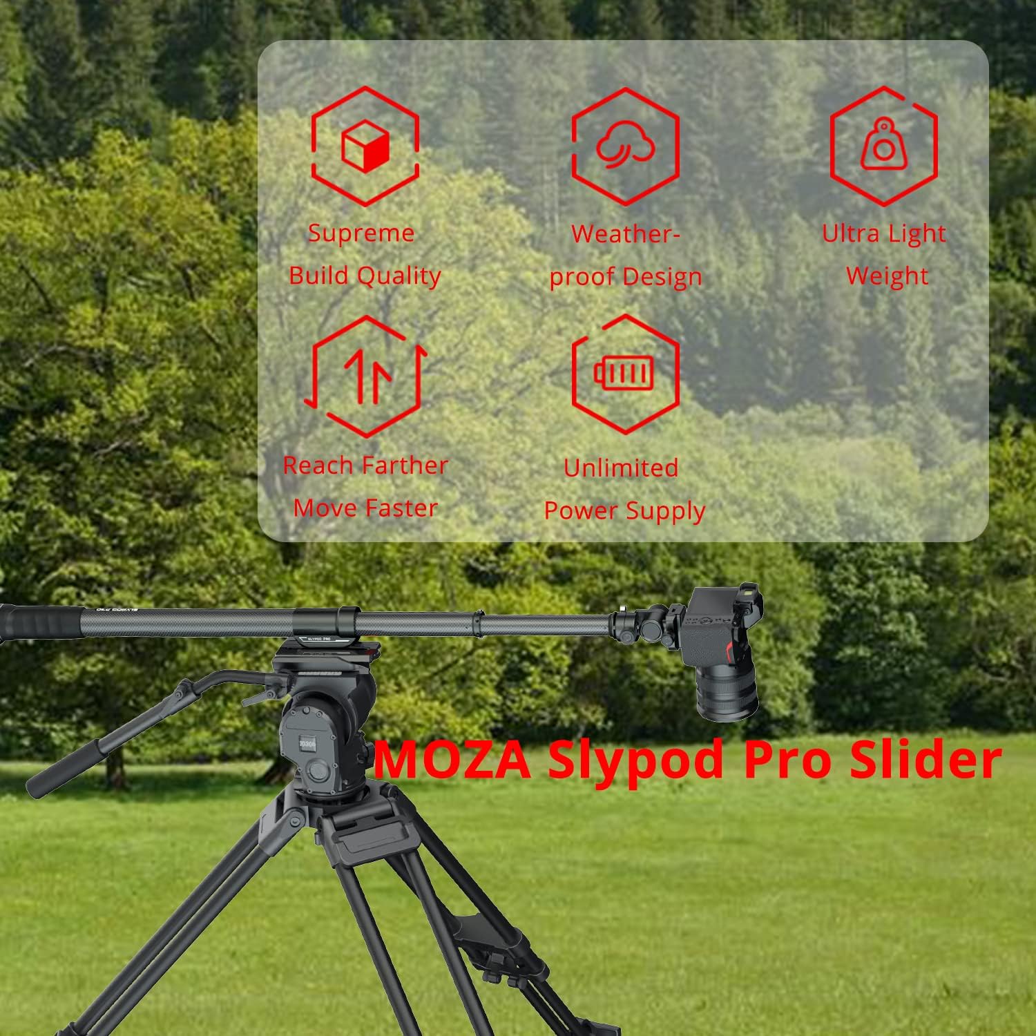 MOZA Slypod Pro Slider Motorized Monopod Camera Sliders Made of Light-Weight Carbon Fiber Vertical Payload 13Lb Extend Out 520mm 5.5H Running Time