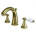 Widespread Bathroom Faucet with Double Porcelain Lever Handles, Polished Brass