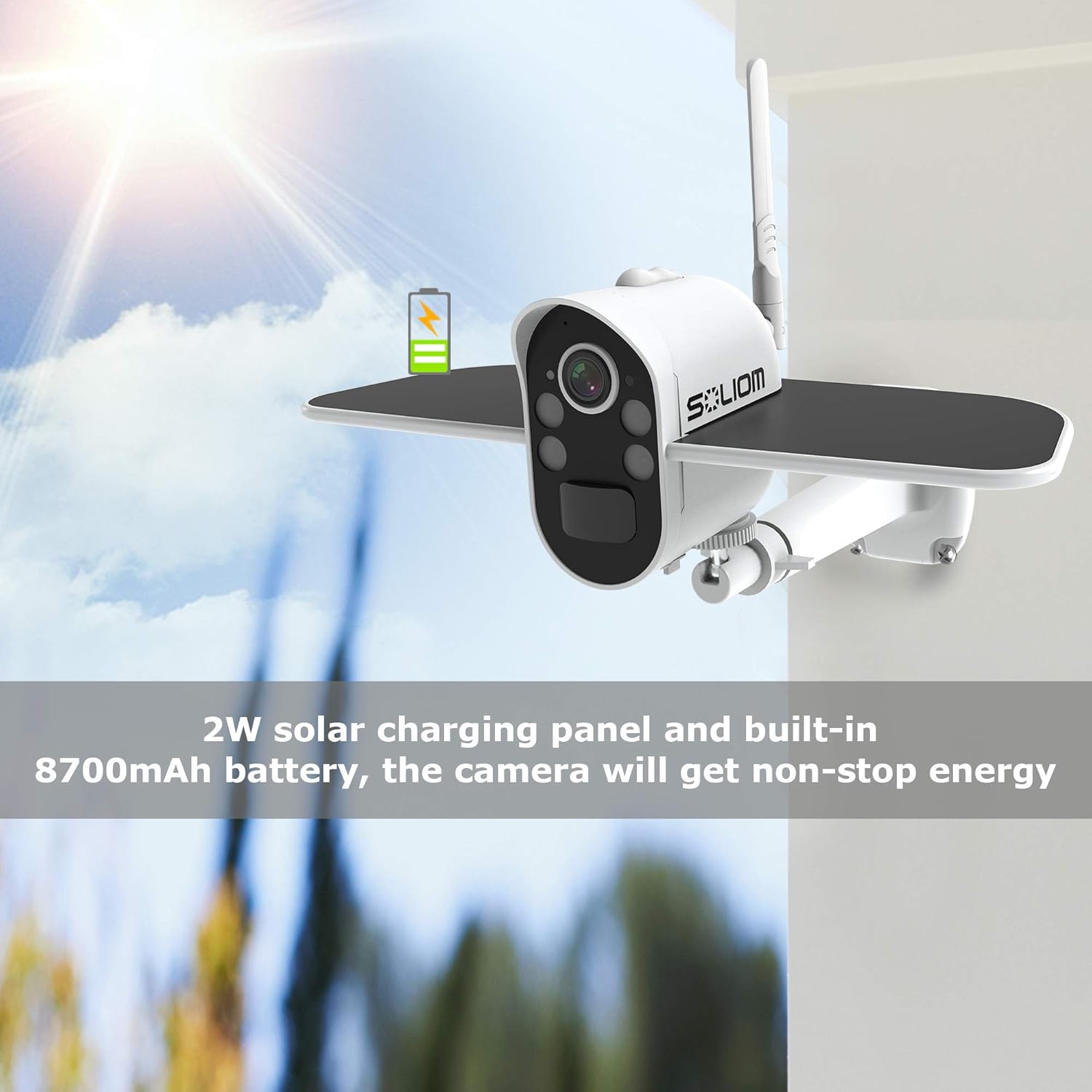 Wireless Rechargeable Battery Powered Solar Outdoor Security Camera Home Surveillance WiFi Camera with Spotlight Color Night Vision,Motion Activated