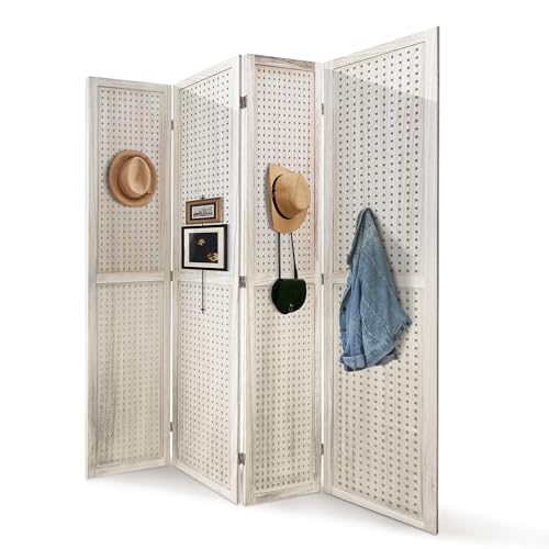 Osparple Room Divider with Shelves 6 Panel Wooden Folding Room Dividers Privacy Screen Wall Divider for Room Separation for Office and Apartment