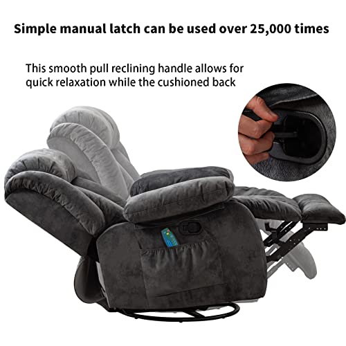 CANMOV Massage Swivel Rocker Recliner Chair with Heat and Vibration