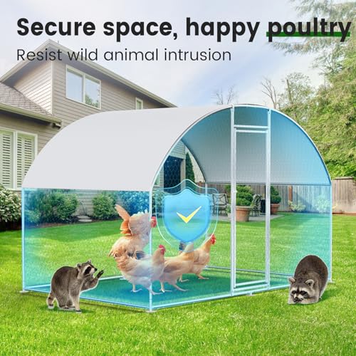 Chicken Coop Large Metal Chicken Run for 6/10 Chickens Poultry Cage with Waterproof Cover for Duck Walk-in Chicken Pen for Yard