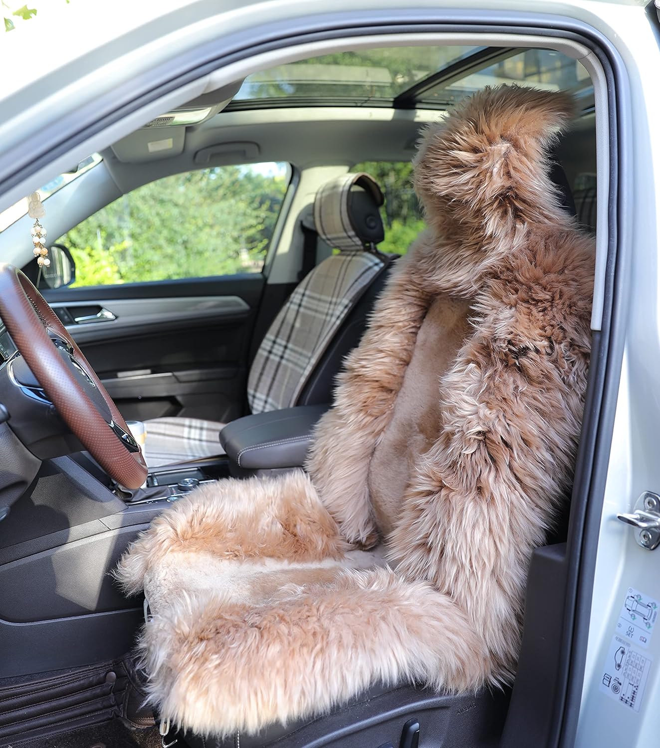 Genuine Sheepskin Seat Covers Lambskin Seat Covers Winter Car Seat Cover Lambs Wool Sheep Skin Fuzzy Seat Cover Shearling Car Accessories Front