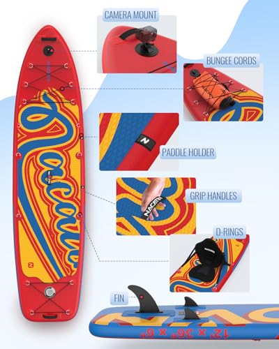 Inflatable Stand Up Paddle Board 12' with Kayak Seat & Dual Paddles &ndash