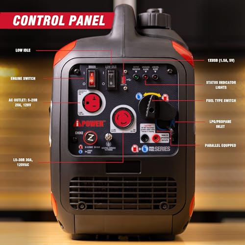 A-iPower 7600W Dual Fuel Quiet Portable Inverter Generator, Electric Start RV Ready, EPA & CARB Compliant CO Sensor