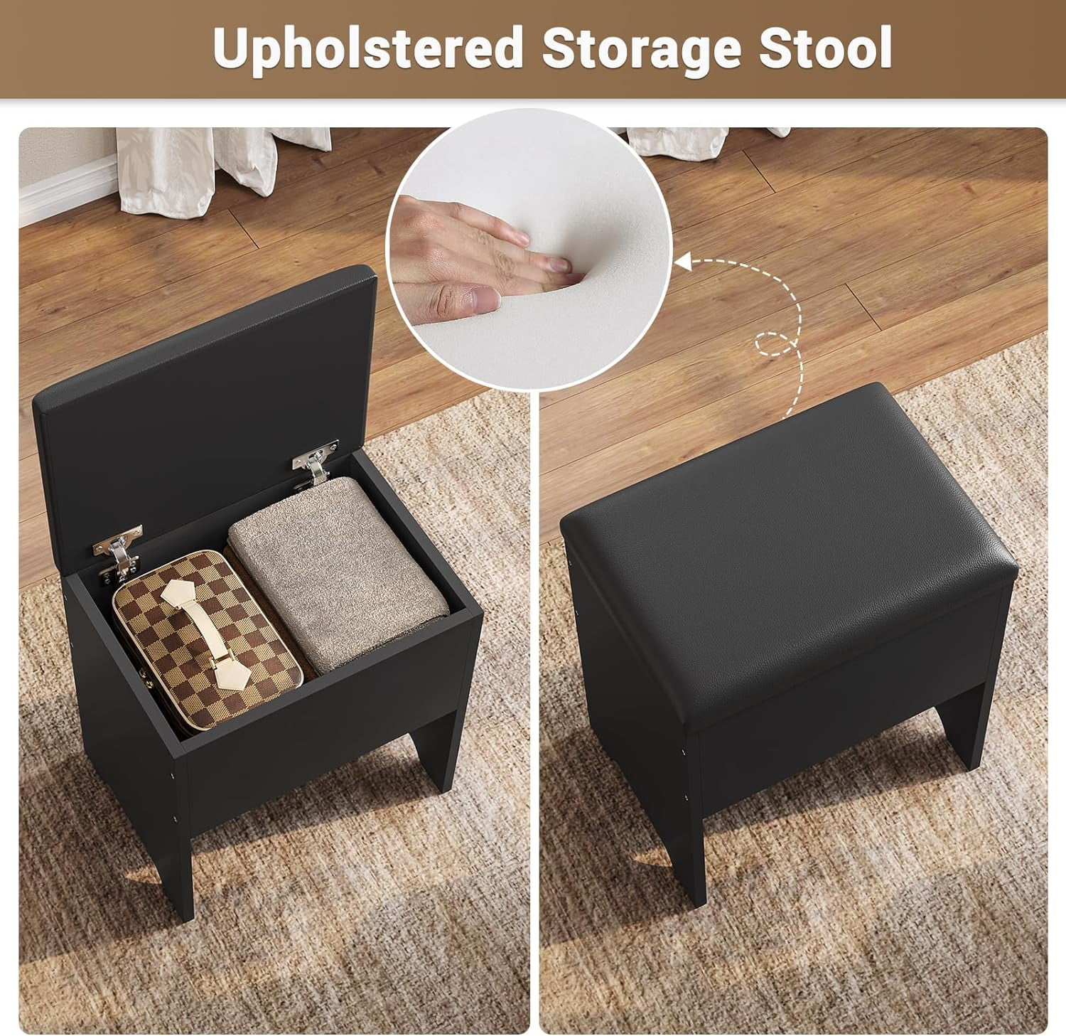 Corner Vanity Desk with LED Lighted Mirror & Rotating Shelves & Charging Station,Makeup Vanity Set with Mirror and Storage Stool