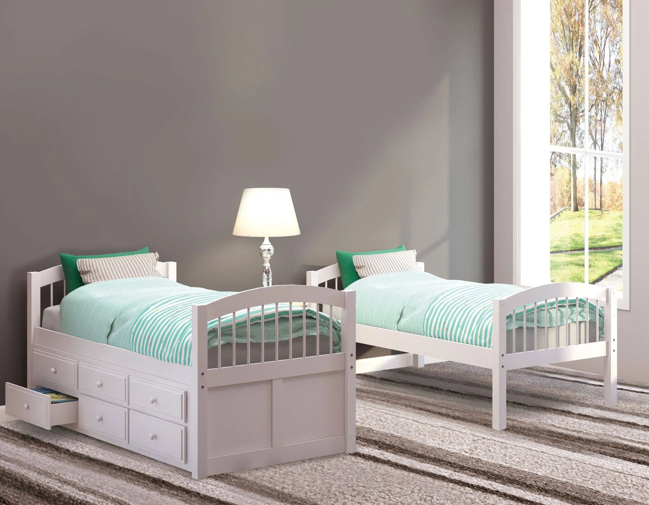 Acme Micah Twin/Twin Bunk Bed u0026 Trundle - 39995 - White