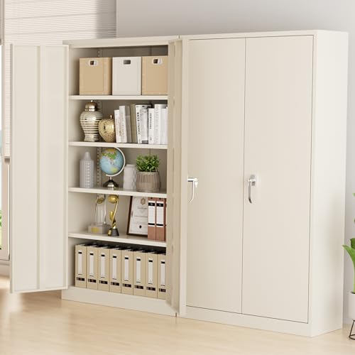 Greenvelly Metal Storage Cabinet, 72" Black Locking Storage Cabinets with Doors and 4 Shelves, Metal Cabinet for Garage Home Office, Classroom