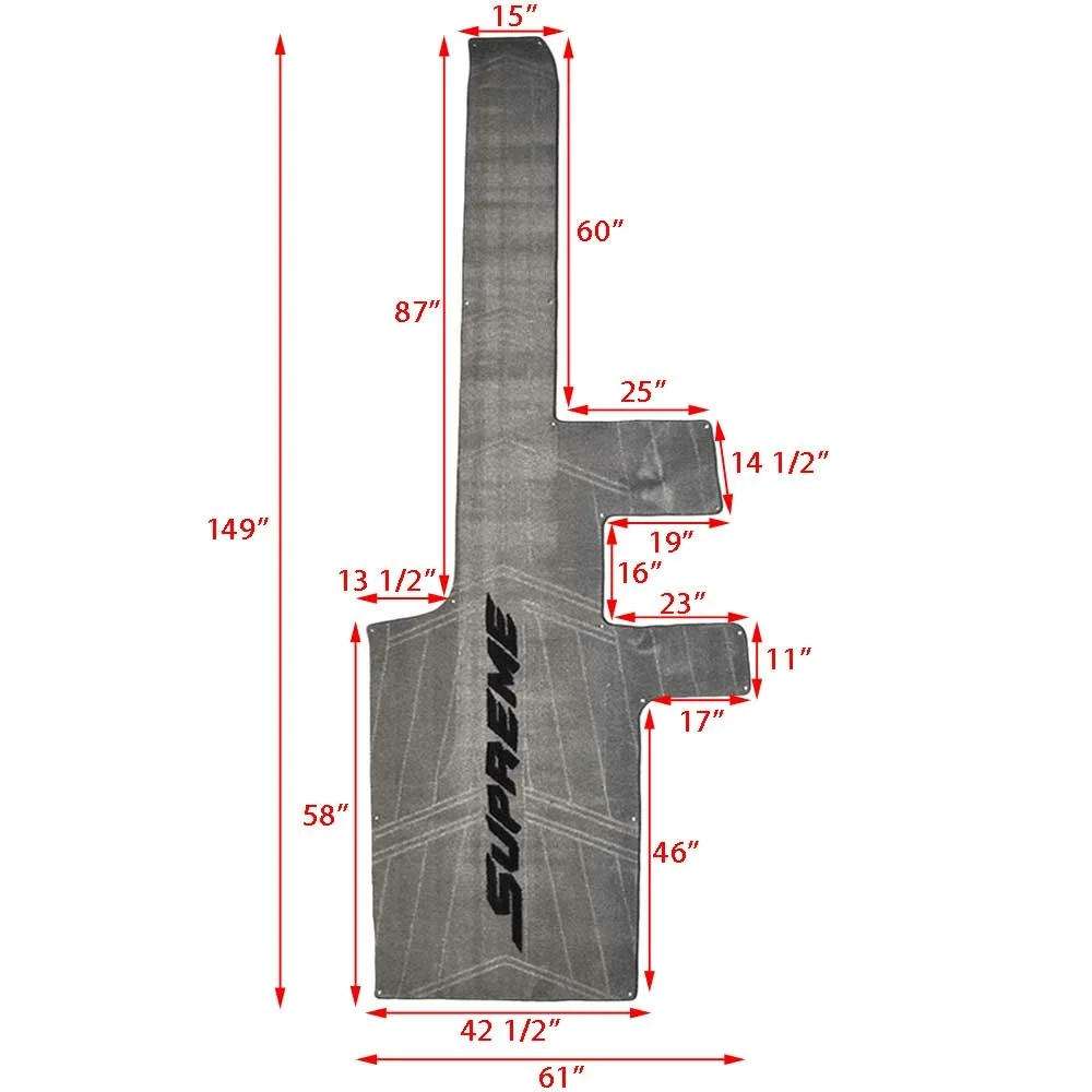Supreme Boat Snap-In Carpet Mat 9428WL-A | 149 Inch Gray w/ Logo