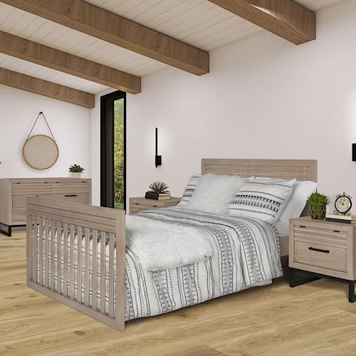 Evolur Kyoto 5-in-1 Convertible Crib in Brown Stone, Greenguard Gold and JPMA Certified, Non-Toxic Baby Safe Paint, Made of Hardwood
