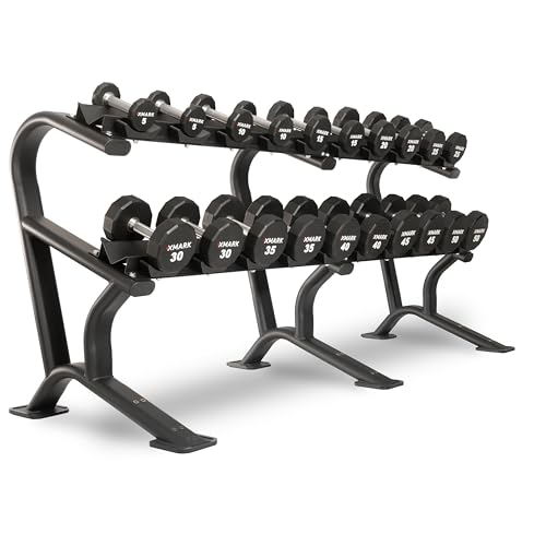 XMARK Dumbbell Weights Sets, 5-50lb and 5-75lb Dumbbell Sets, No Odor, Urethane Dumbbells, Commercial Gym and Home Gym Equipment