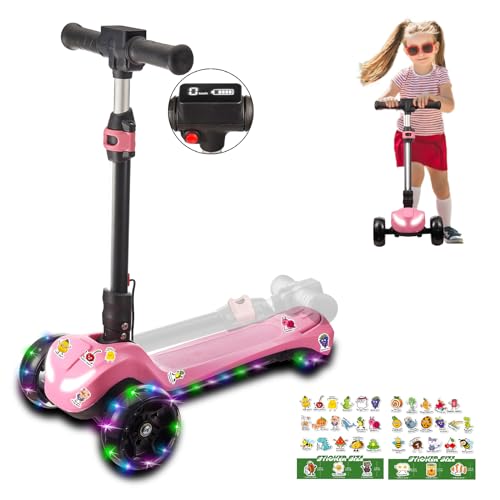 3 Wheel Electric Scooter for Kids and Toddlers Ages 3-8, LED Display, Premium Front Light and Wheel Lights, Boys and Girls, Safe Kick Lightup