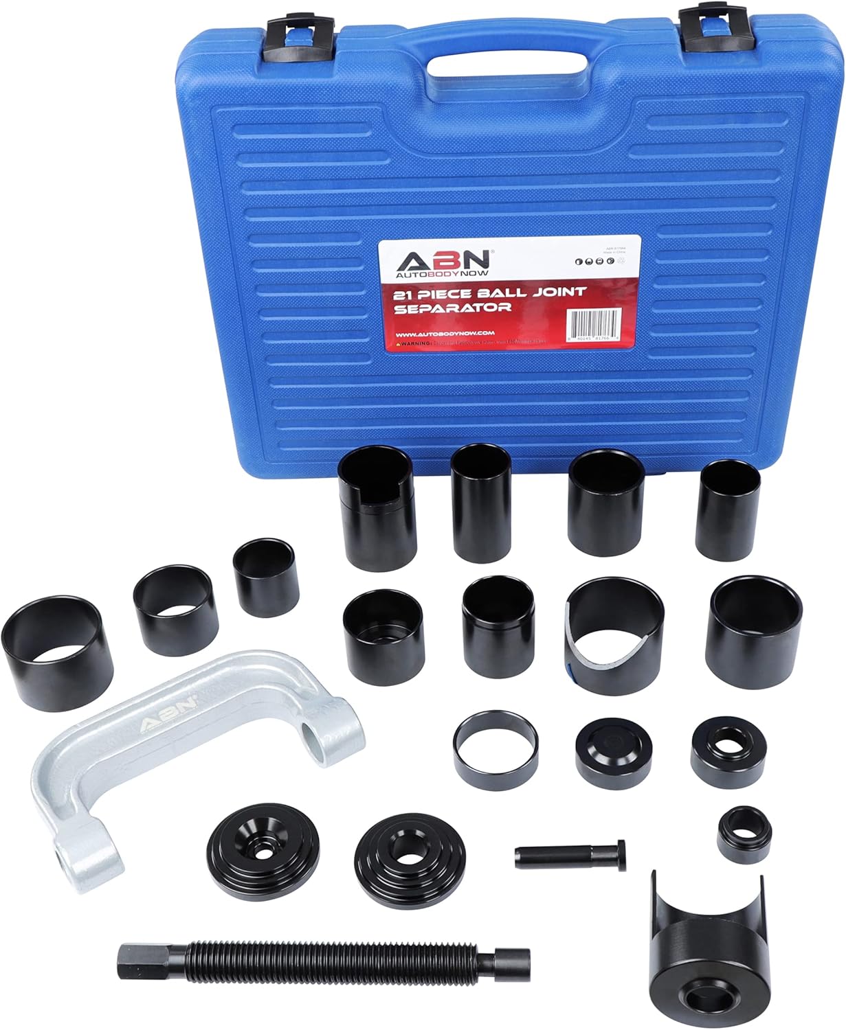 ABN 21 Piece Ball Joint Kit - Upper and Lower Automotive Ball Joint Press Removal Tool Kit - Includes Carrying Case