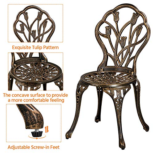 Yaheetech Patio Bistro Sets 3 Piece Cast Aluminum Bistro Table and Chairs Set