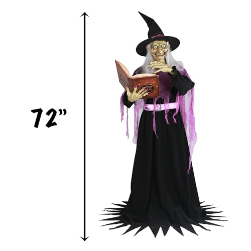 COLLECTIVE HOME - 6-Ft. Witch, Halloween Decorations, Halloween Outdoor Animatronics, Motion-Activated Life Size Talking Scare Prop