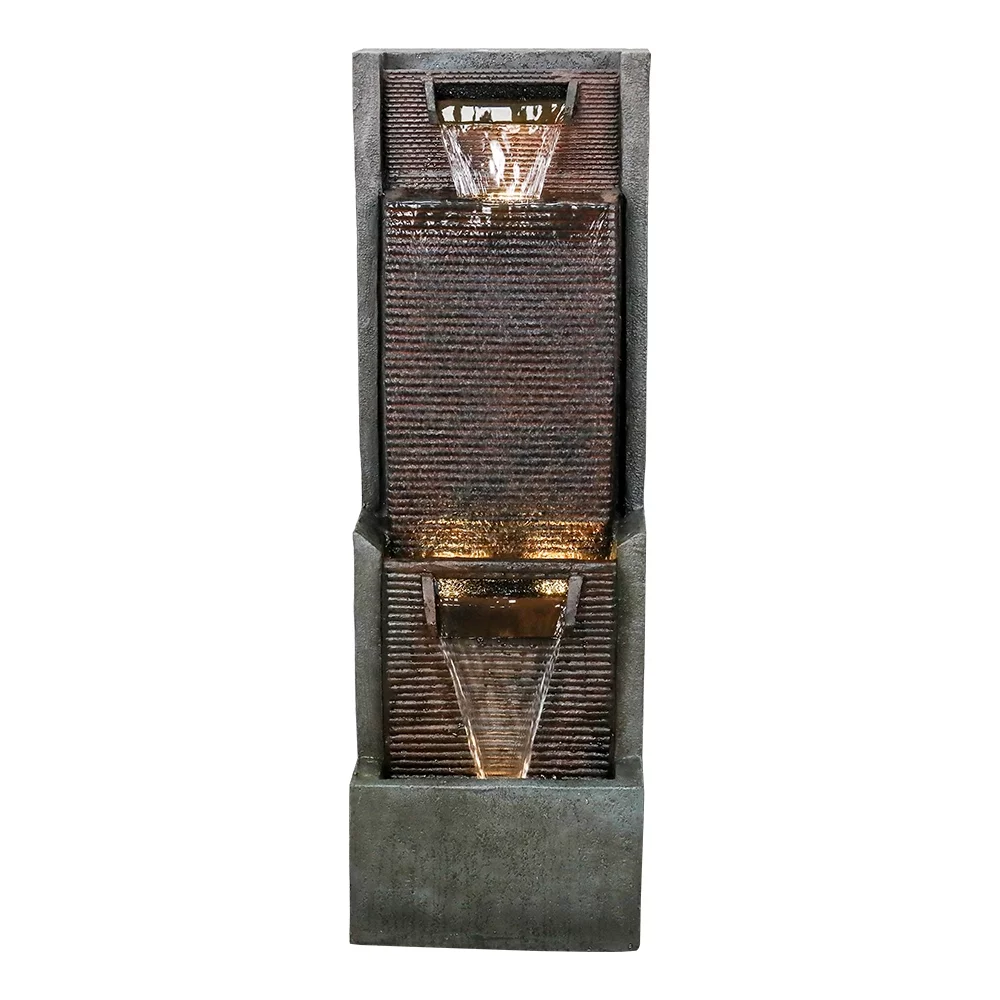 39.3-Inch High Indoor Water Fountain with LED Lights - Cascading Fountains for Home, Office, Garden and Patio Decor