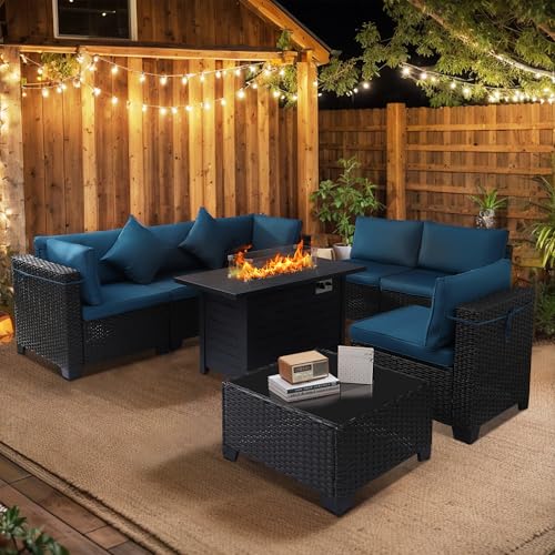 KIGOTY Patio Furniture Set 7 Pieces Conversation Sets, Outdoor Sectional Sofa