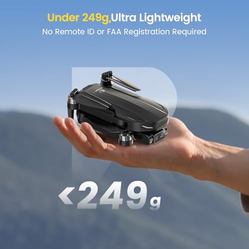DEERC D65 2 Axis Mechanical Gimbal EIS GPS Drones with Camera for Adults 4K, 249g Foldable FPV Quadcopter Lightweight Drone with 30FPS Video