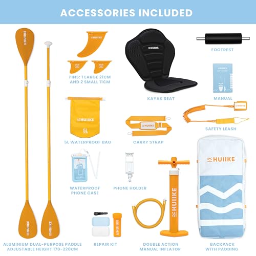 Inflatable Paddle Board for Adults with Accessories Included, Oar, Fins, Pump. Stand Up Paddleboard Great Stability and Resistance. 10’ x 33" x 5.9"