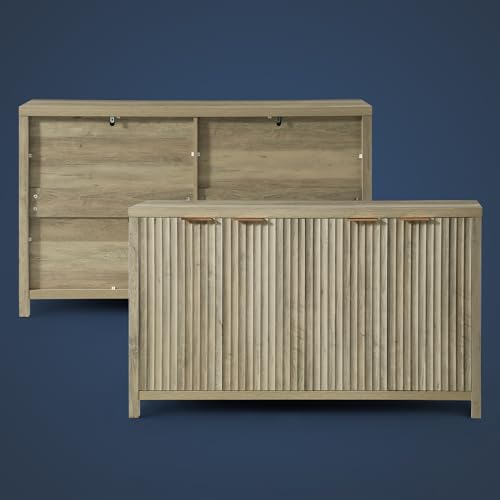Fluted Sideboard Buffet Cabinet with Storage, 56" Large Buffet Modern Credenza with Adjustable Shelves