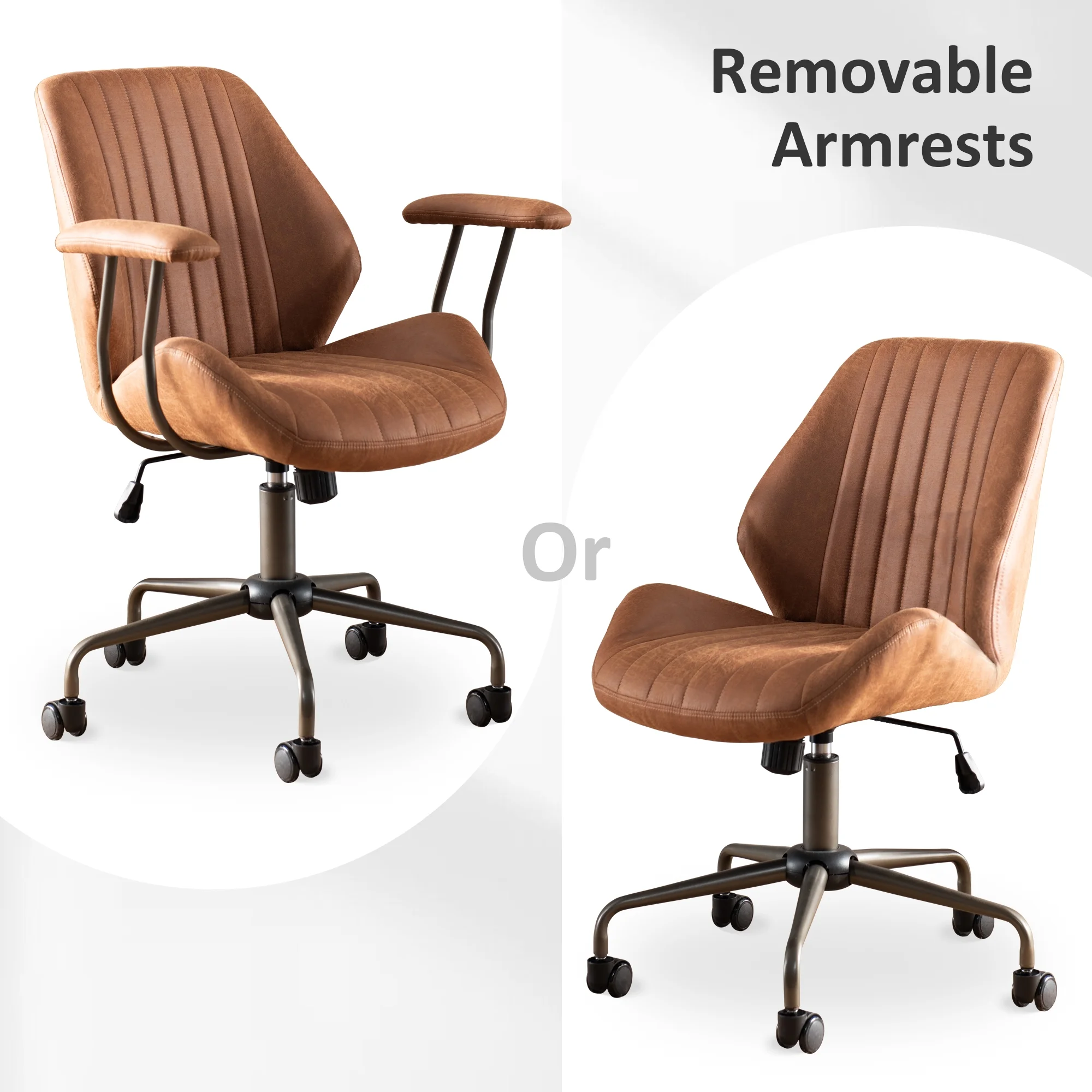 Ovios Ergonomic Office Chair Modern Computer Desk Suede Fabric Desk Chair with Lumbar Support for Home Office